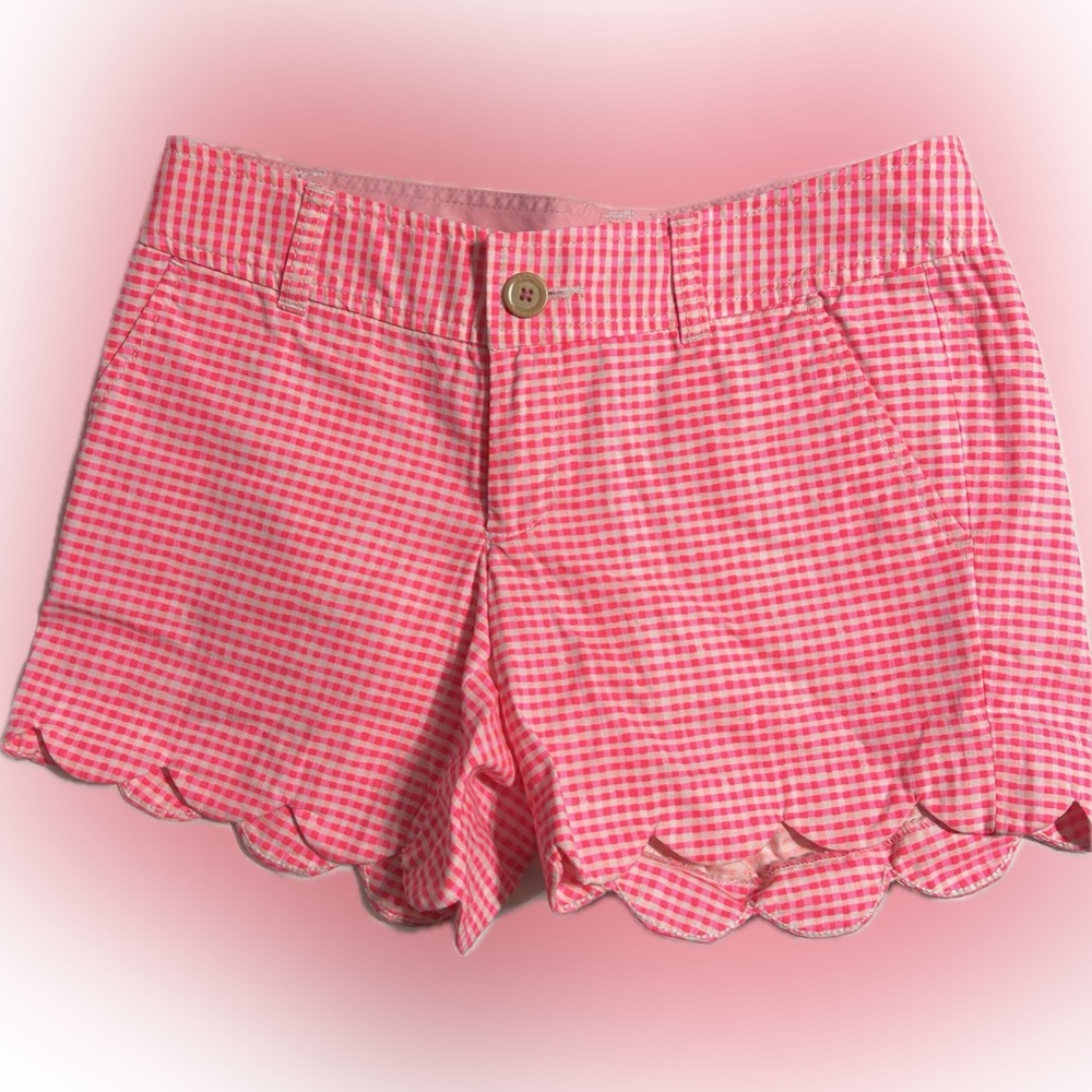 New without tags Lilly Pulitzer Buttercup Shorts Bright Pink Gingham  Size 0